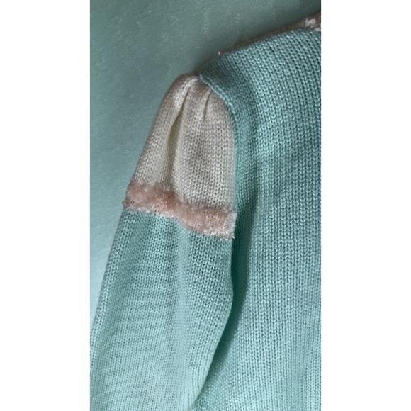 Rare Jaclyn Smith Vintage Sweater Chunky Beaded 80's White Blue Pink Small - Picture 5 of 16